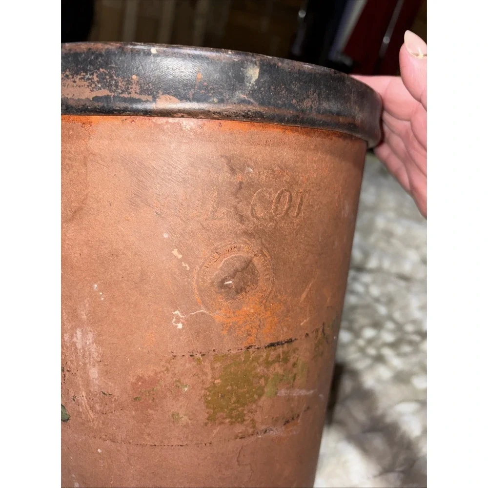 vintage industrial Vul-Cot wastebasket hard vulcanized paper fiber Riveted